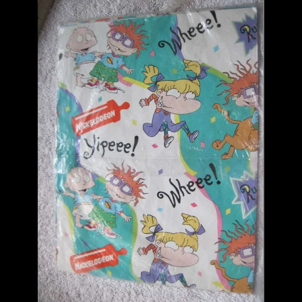1 Rugrats 8.33 Sq Ft Sheet Gift Wrap White American Greetings Tommy Chucky Spike